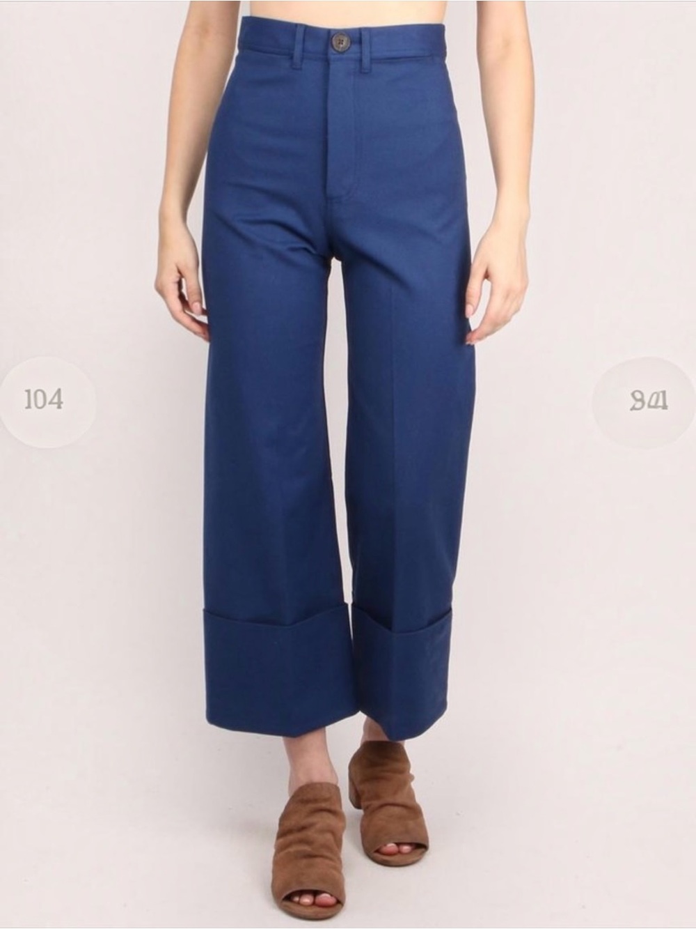 SEA NEW YORK Navy Wide Leg Cropped Pants Size 0 Linen Blend Made in USA